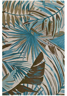 KAS 3002 Ivory Teal Palms