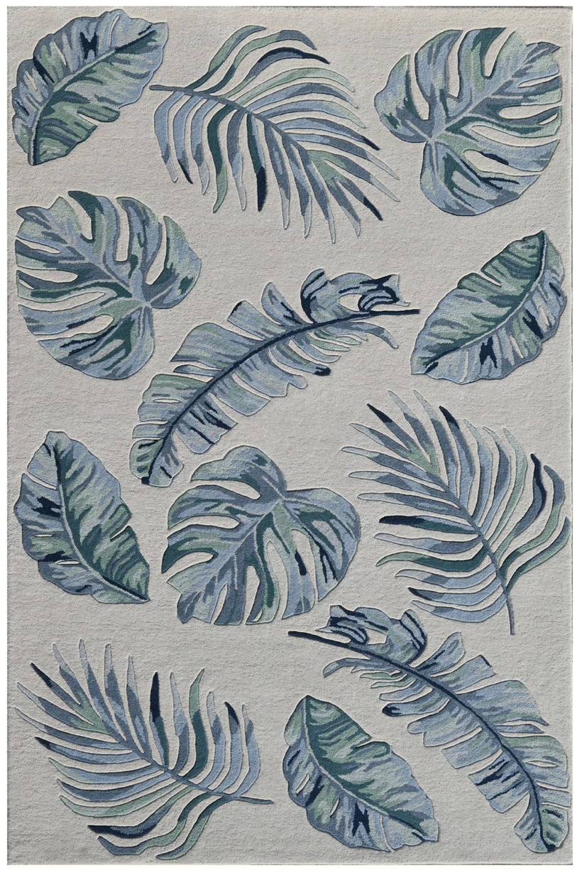 KAS 3005 Ivory Blue Leaves
