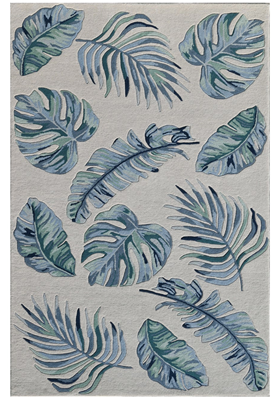 KAS 3005 Ivory Blue Leaves